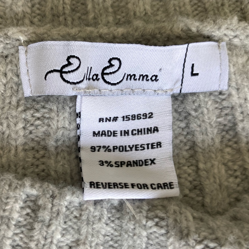 Light Gray Ribbed Crew Neck Sweater - Picture 5 of 6